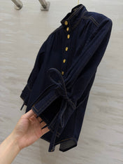 ZIMMERMANN 26S STAND COLLAR DENIM SHIRT STYLE 41
