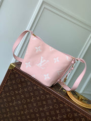 ALL IN BB BAG 18 IN QUARTZ PINK AND BEIGE EMBOSSED COWHIDE