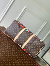 KEEPALL BANDOULIÈRE  FLORAL 45 IN BROWN MONOGRAM COATED CANVAS