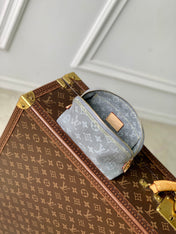 COSMETIC POUCH 19 IN GREY MONOGRAM DENIM GOLD HARDWARE