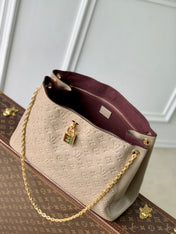 ANYTIME MM 42 IN TOURTERELLE GRAY MONOGRAM EMPREINTE CALFSKIN GOLD HARDWARE