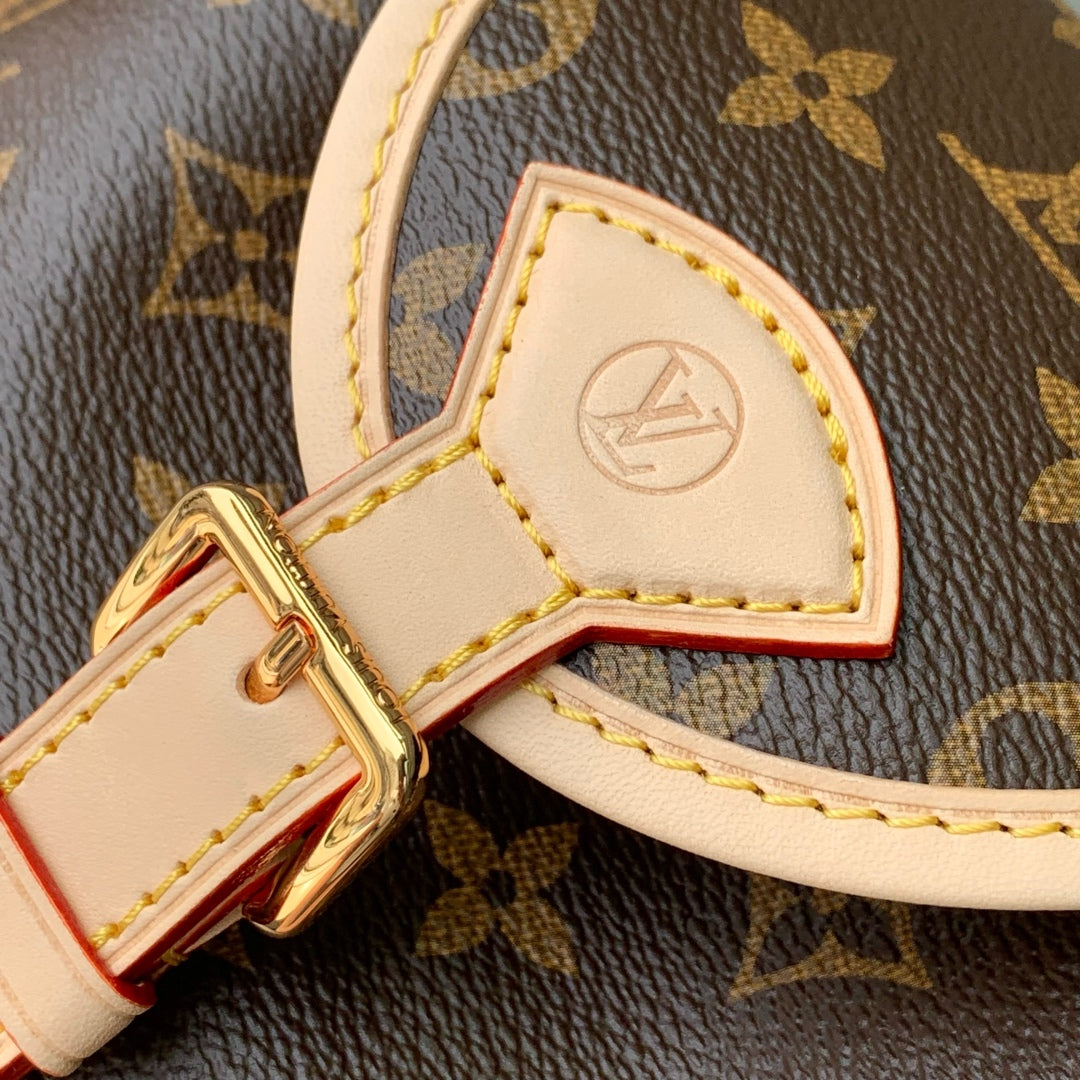 MONTSOURIS BACKPACK MINI 27 IN BROWN MONOGRAM COATED CANVAS AND CALFSKIN