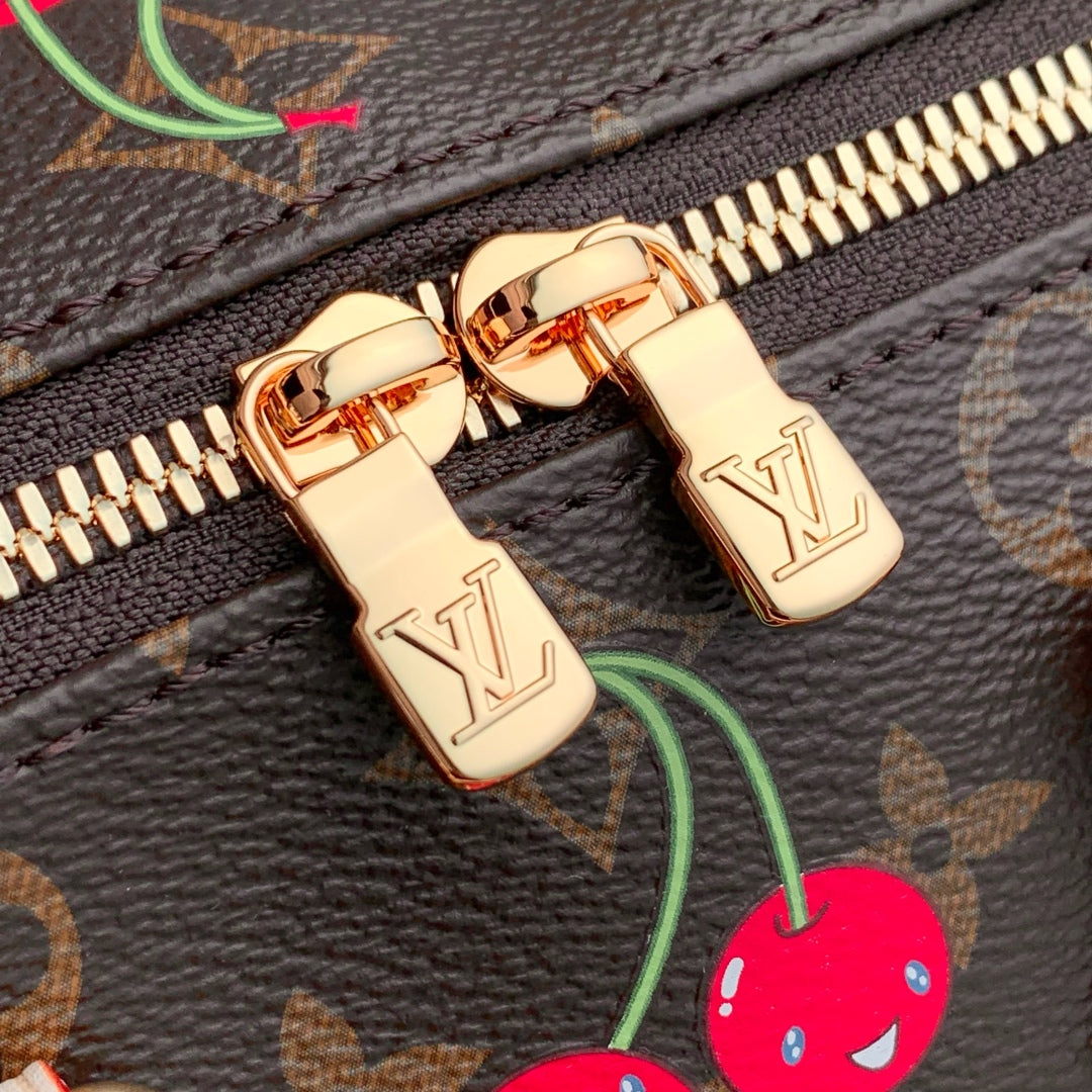 SPEEDY BANDOULIÈRE 20.5 BAG IN BROWN CANVAS CHERRY PRINTED