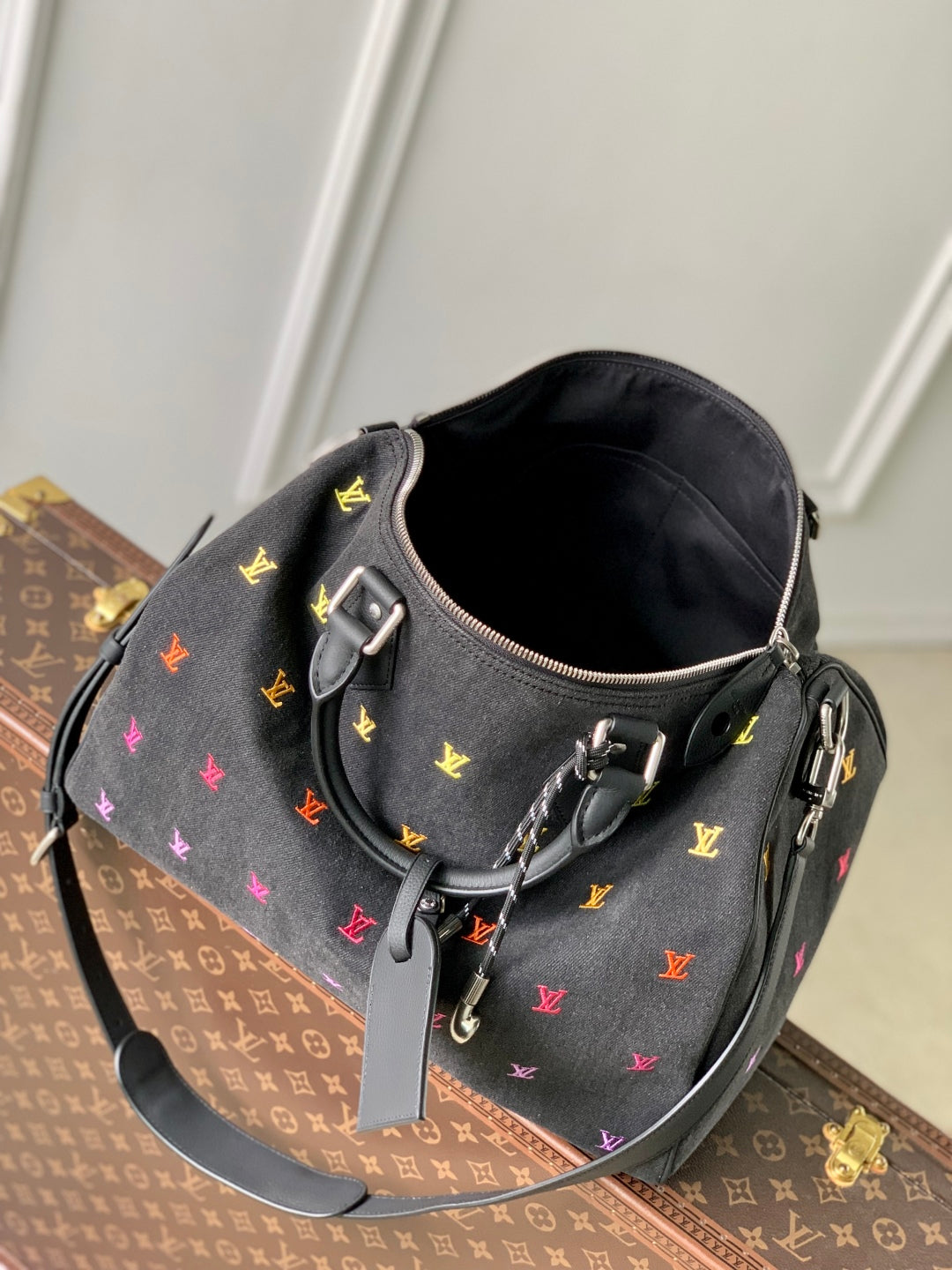 SPEEDY BANDOULIÈRE IB BLACK BLASON DENIM GRADIENT ORANGE LOGO