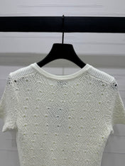 CHANEL SHORT-SLEEVE OPEN-KNIT TOP 274861