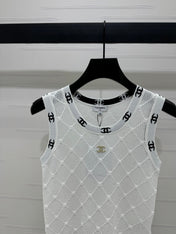 CHANEL 25S DIAMOND HOLLOW KNIT VEST 264033