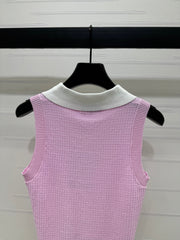 CHANEL 25S DOUBLE C LOGO KNIT COLLAR VEST 264071
