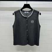 LOEWE 25S ROUND NECK KNITTED VEST WHITE 264068