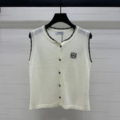 LOEWE 25S ROUND NECK KNITTED VEST WHITE 264069