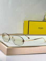 FIRST CRYSTAL RIMLESS OVAL FRAME SUNGLASSES FE4075US IN METAL