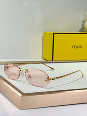 FIRST CRYSTAL RIMLESS OVAL FRAME SUNGLASSES FE4075US IN METAL