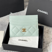CHANEL 25S CARD HOLDER 11 IN SOFT MINT CAVIAR GOLD HARDWARE