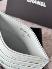 CHANEL 25S CARD HOLDER 11 IN SOFT MINT CAVIAR GOLD HARDWARE