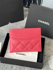 CHANEL 25S CARD HOLDER 11 IN WATERMELON CAVIAR GOLD HARDWARE