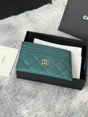 CHANEL 25S CARD HOLDER 11 IN TROPICAL TEAL CAVIAR GOLD HARDWARE