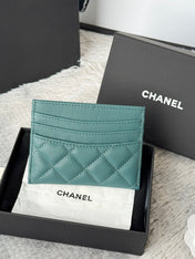 CHANEL 25S CARD HOLDER 11 IN TROPICAL TEAL CAVIAR GOLD HARDWARE
