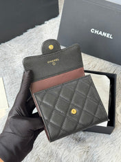 CHANEL 25S CF SMALL TRI FOLD WALLET 11 IN BLACK CAVIAR GOLD HARDWARE