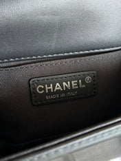CHANEL 25S BOY BAG 20 IN BLACK LAMBSKIN
