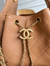 CHANEL 25S HOBO BAG 30 IN CARAMEL BROWN CAVIAR WITH GOLD HARDWARE