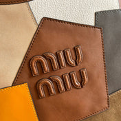 MIUMIU 26S IVY TOTE BAG 60 IN  COGNAC CALFSKIN PATCHWORK GOLD HARDWARE