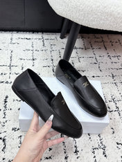 CELINE 26S AURA TRIOMPHE LOAFERS IN BLACK LAMBSKIN