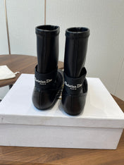 DIOR 25S STRETCH BALLET BOOTS IN BLACK FULL CALFSKIN