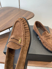 YSL 26S LOAFER IN BROWN SUEDE