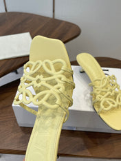 LOEWE 26S HIGH HEEL SANDALS IN BUTTER YELLOW CALFSKIN