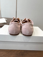 THE ROW 26S LACE UP SNEAKERS IN LIGHT PINK SUEDE