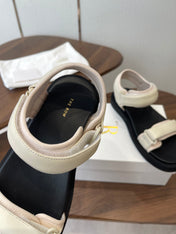THE ROW 26S DOUBLE STRAP SANDALS IN IVORY WHITE CALFSKIN