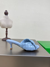 BLINK HIGH 5 CM MULE IN CERULEAN BLUE INTRECCIATO LEATHER