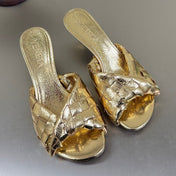 BLINK HIGH 5 CM MULE IN GOLD INTRECCIATO LEATHER