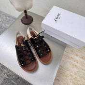 CELINE 25S BILLIE CHUNKY SANDAL IN BLACK CALFSKIN AND TEXTILE