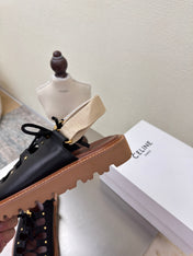 CELINE 25S BILLIE CHUNKY SANDAL IN BLACK CALFSKIN AND TEXTILE