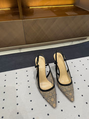 HIGH HEELS SLINGBACK IN BLACK LAMB SUEDE 10 CM