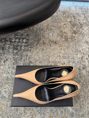 YSL 26S HEELED SHOES 110 MM IN WARM NUDE GLOSSY CALFSKIN