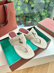 LP THONG SANDALS 25S IN CREAM BEIGE SUEDE