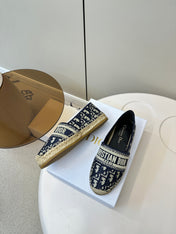 CD GRANVILLE ESPADRILLE BLUE OBLIQUE EMBROIDERED COTTON 01