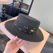 MIUMIU FLAT-BRIM STRAW HAT STYLE 9