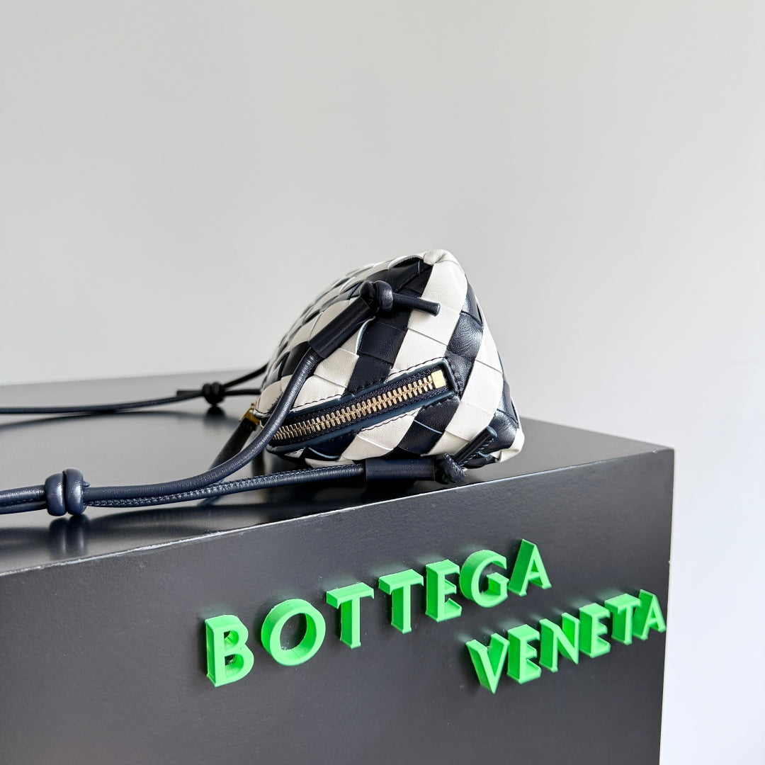 BOTTEGA VENETA 25S CONCERT POUCH 18 IN ZEBRA PATTERN CALFSKIN GOLD HARDWARE