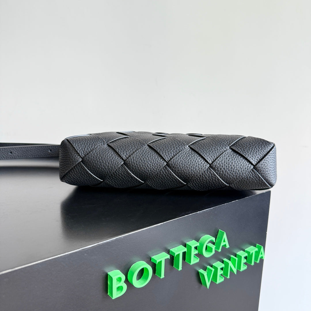 BOTTEGA VENETA 25S DIAGO 25 IN DARK OLIVE GRAY CALFSKIN SILVER HARDWARE