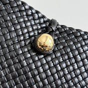 BOTTEGA VENETA 25S TOSCA BAG 19 IN BLACK CALFSKIN GOLD HARDWARE