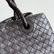 BOTTEGA VENETA 25S BASKET BAG 31 IN DARK BROWN CALFSKIN GOLD HARDWARE