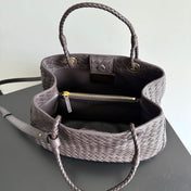 BOTTEGA VENETA 25S BASKET BAG 31 IN DARK BROWN CALFSKIN GOLD HARDWARE