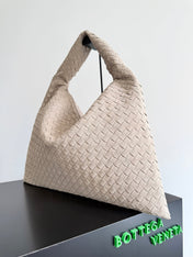 BOTTEGA VENETA 25S HOP BAG 53 IN SOFT TAUPE SUEDE GOLD HARDWARE