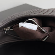 BOTTEGA VENETA 25S VENETO BAG 27 IN DARK BROWN CALFSKIN SILVER HARDWARE