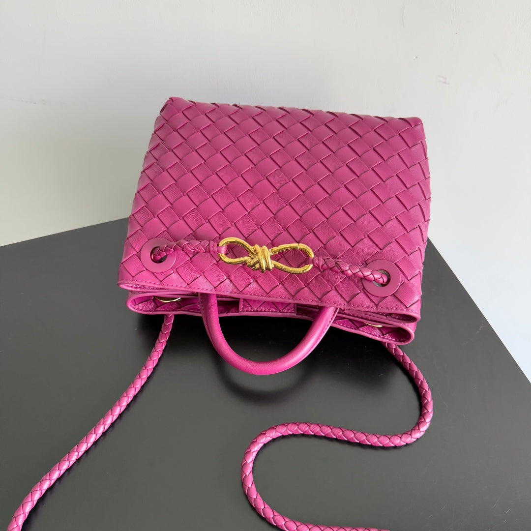 BOTTEGA VENETA 25S ANDIAMO 25 IN RASPBERRY PINK CALFSKIN