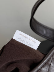 BOTTEGA VENETA 25S LARGE VENETO BAG 38 IN DARK BROWN CALFSKIN SILVER HARDWARE