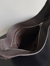 BOTTEGA VENETA 25S LARGE VENETO BAG 38 IN DARK BROWN CALFSKIN SILVER HARDWARE