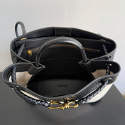 BOTTEGA VENETA 25S MEDIUM ANDIAMO 32 IN IVORY BLACK CALFSKIN AND CANVAS